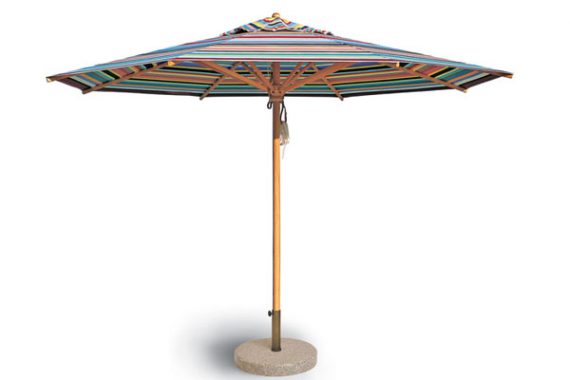 opstelling Nautisch Schande Ronde parasol met essenhouten frame. Merk weishäupl, model klassiker -  Peter Brüsewitz Tuinornamenten Tuinmeubilair